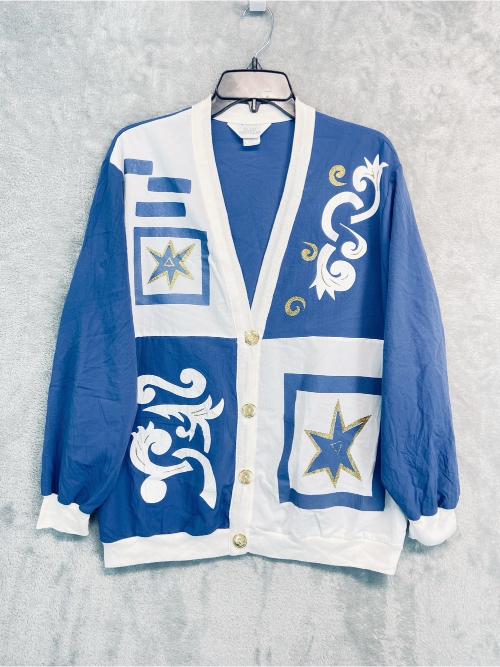 Vintage 90s Patchwork Art To Wear Block Printed Light Weight Jacket Size M